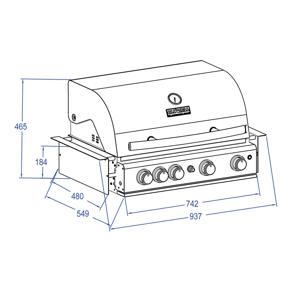 ALL'GRILL ALL’ Chef L Built-In Schwarz, Grillrost aus Edelstahl, für 1 - 12 Personen, Detailansicht 4
