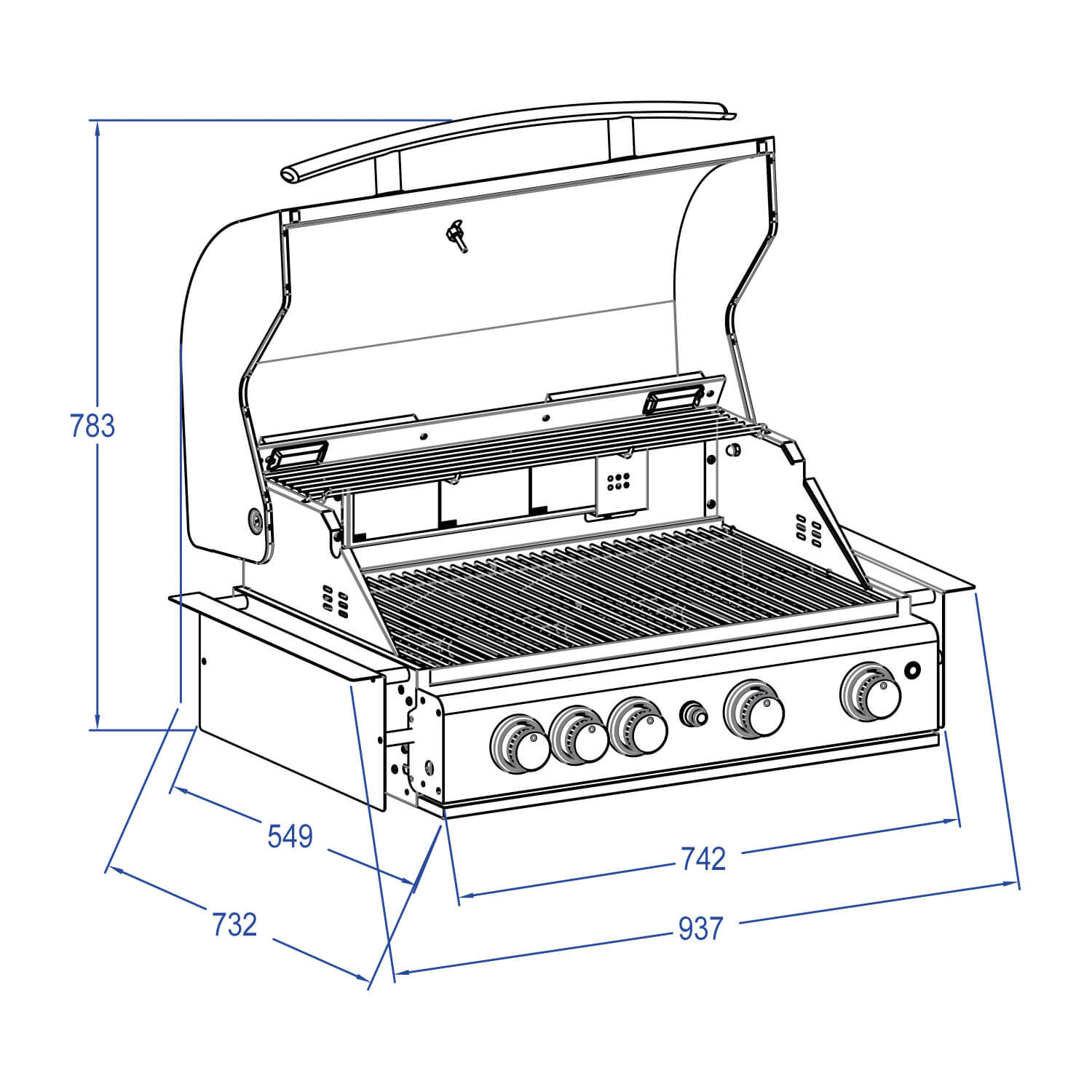 ALL'GRILL ALL’ Chef L Built-In Schwarz, Grillrost aus Edelstahl, für 1 - 12 Personen, Detailansicht 5