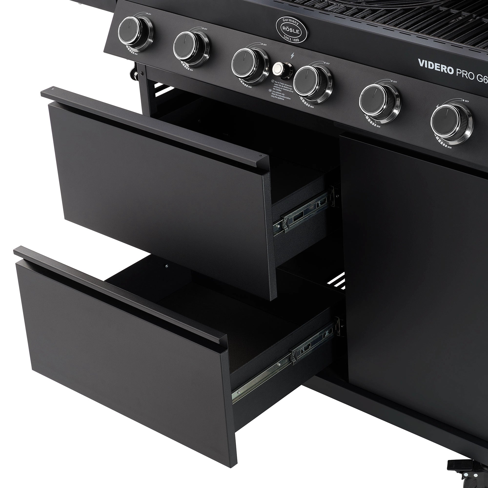 Schubladen Detailaufnahme Rösle Videro Pro G6-S Vario+ 50mbar