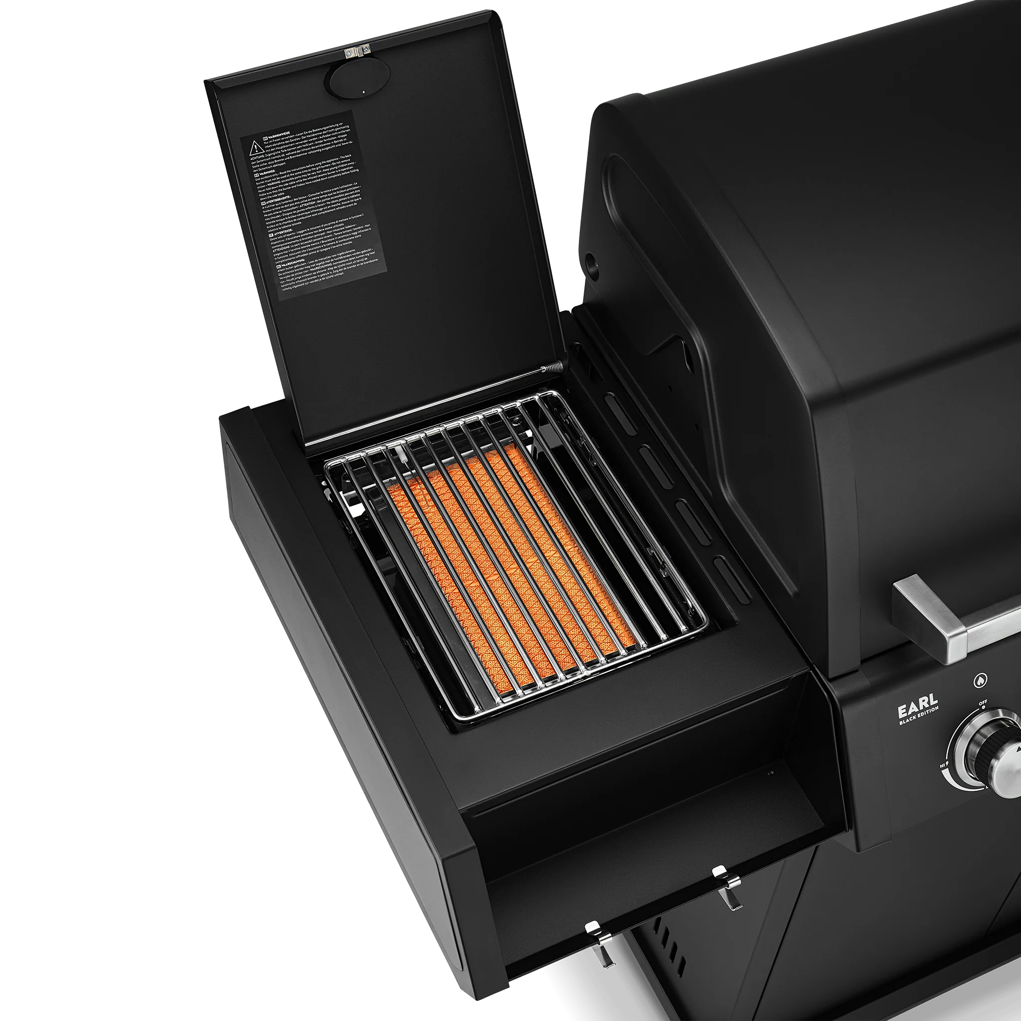 Burnhard EARL Premium-Gasgrill 3-Brenner Black Edition mit Gusseisenrost, Grillrost aus Gusseisen, Detailansicht 5