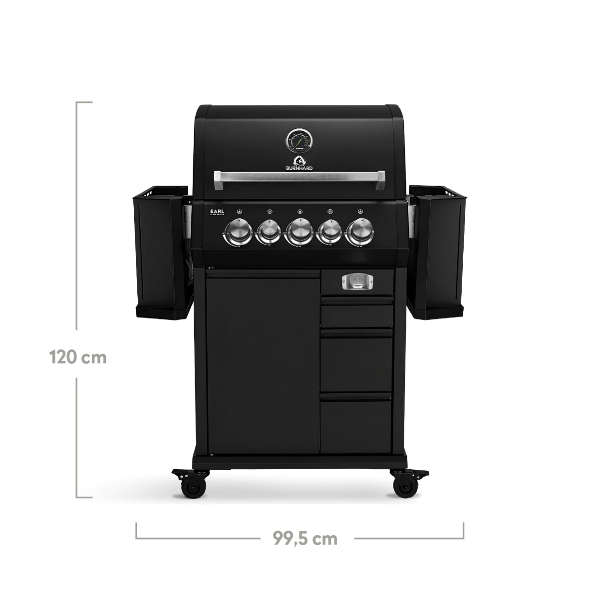 Burnhard EARL Premium-Gasgrill 3-Brenner Black Edition mit Gusseisenrost, Grillrost aus Gusseisen, Detailansicht 1