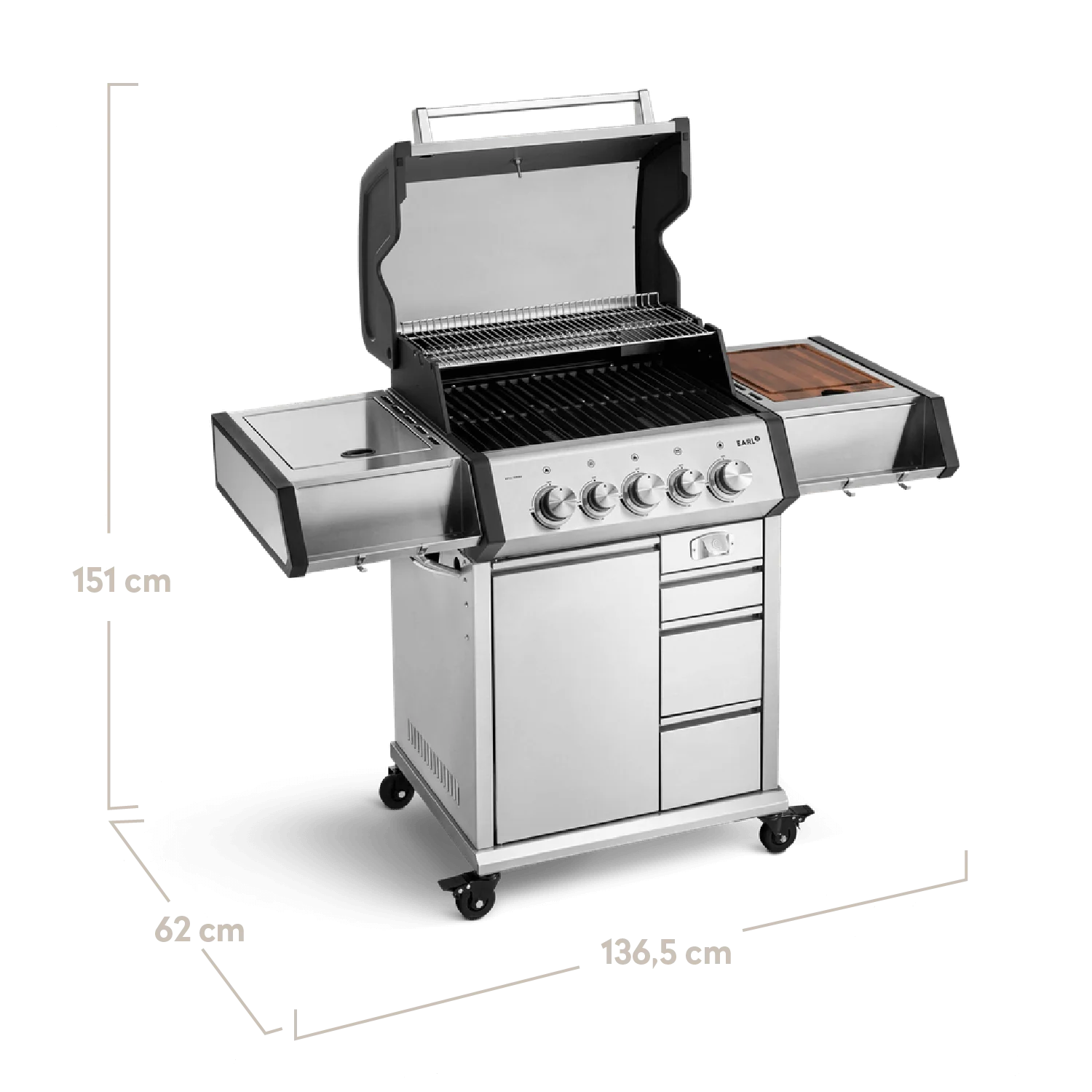 Burnhard EARL Premium-Gasgrill 3-Brenner Edelstahl mit Edelstahlrost, Grillrost, Detailansicht 2