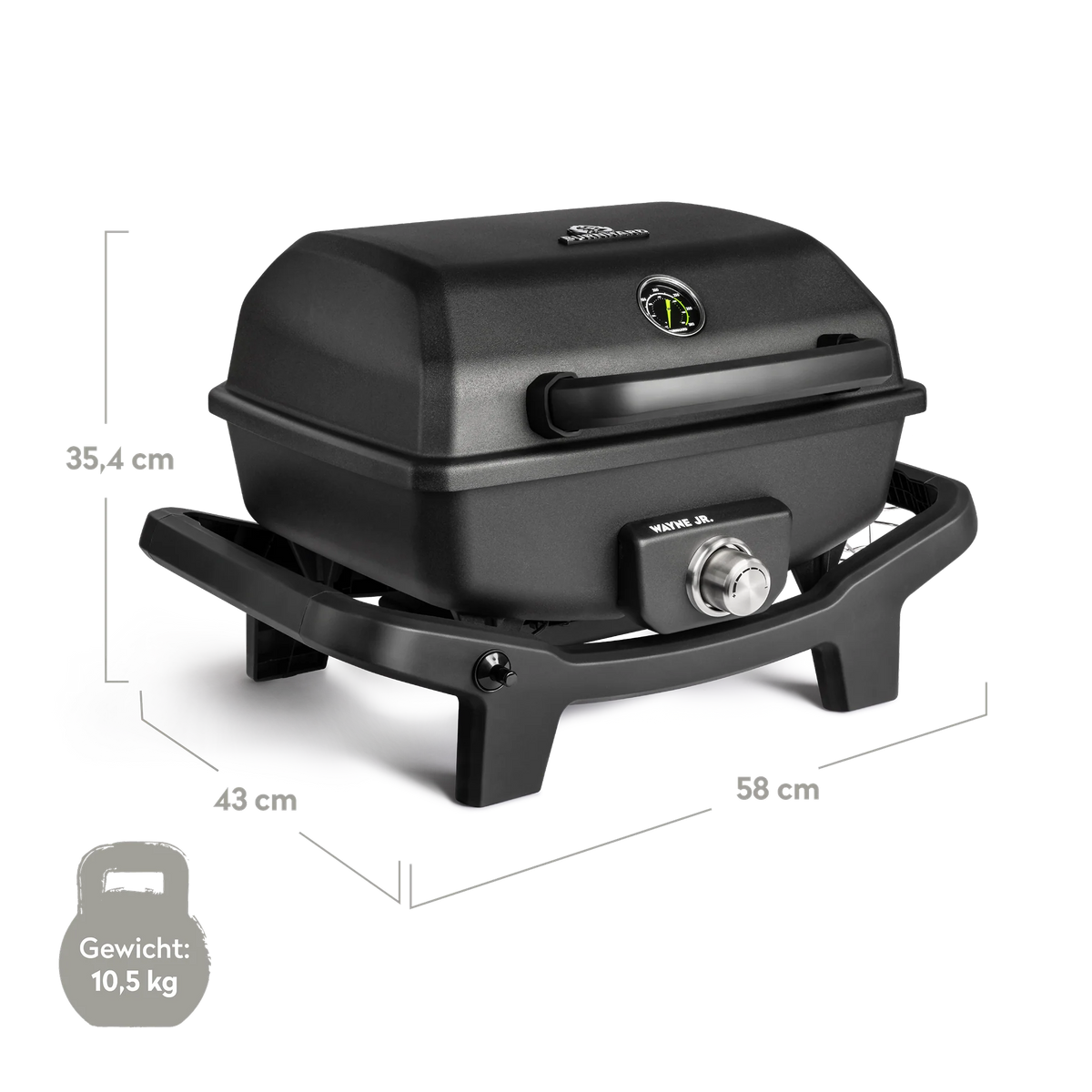 Burnhard WAYNE Jr. Balkongrill 1-Brenner inkl. Rollwagen, Detailansicht 3