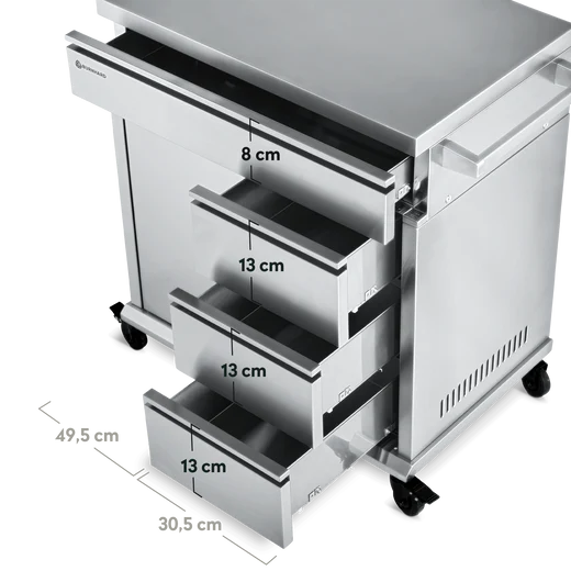 Burnhard Edelstahl Grill Beistellwagen, Detailansicht 2
