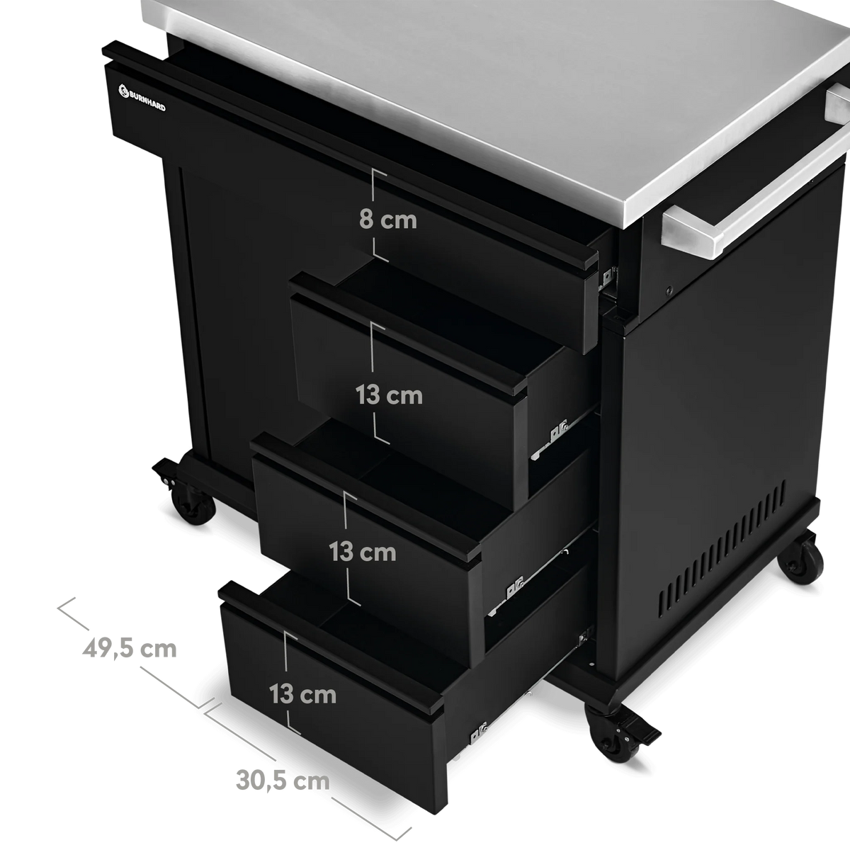 Burnhard Grill Beistellwagen schwarz, Detailansicht 2