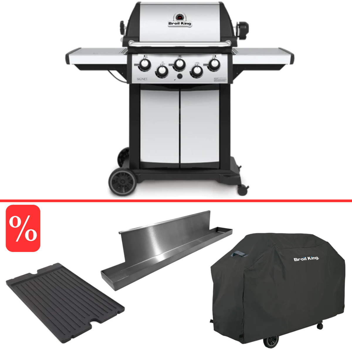 Broil King Signet 390 inkl. Drehspiess Gussplatte Abdeckhaube Fettschiene