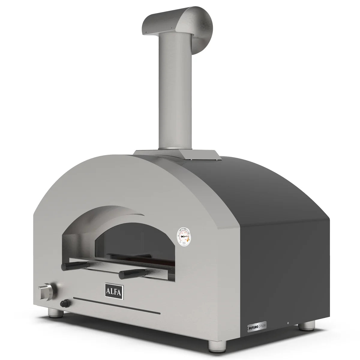 Alfa Forni Futuro 2 Pizze, Gas/ Hybrid, Silber Schwarz, Pizzaofen, Detailansicht 2
