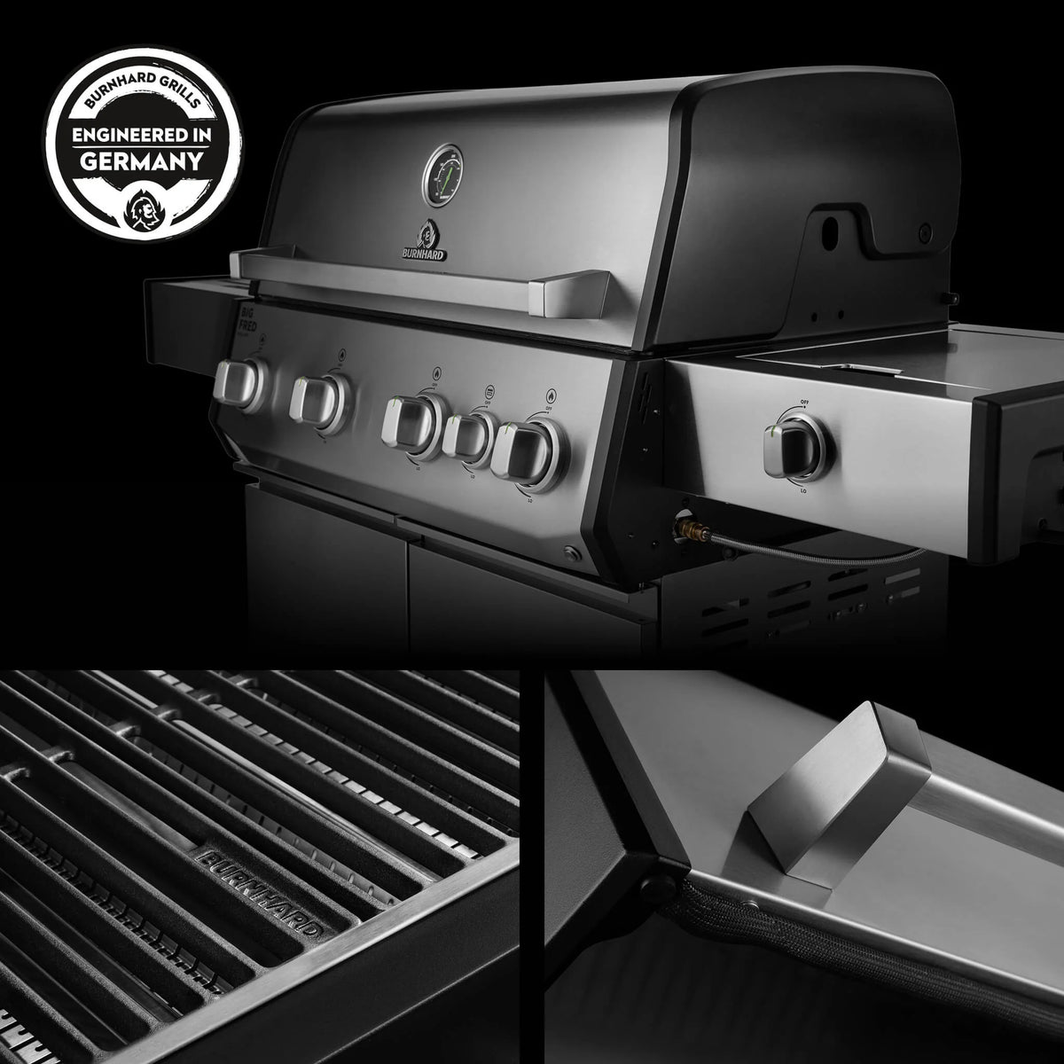 Burnhard Big FRED Deluxe+ Gasgrill Edelstahl 4-Brenner mit Gusseisenrost Series 4, Grills, Detailansicht 4