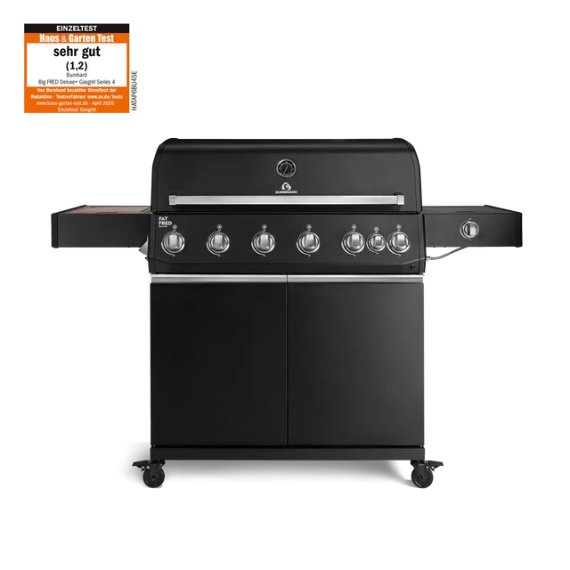Burnhard Fat FRED Deluxe Gasgril Black Edition 6-Brenner mit Gusseisenrost (Series 4)