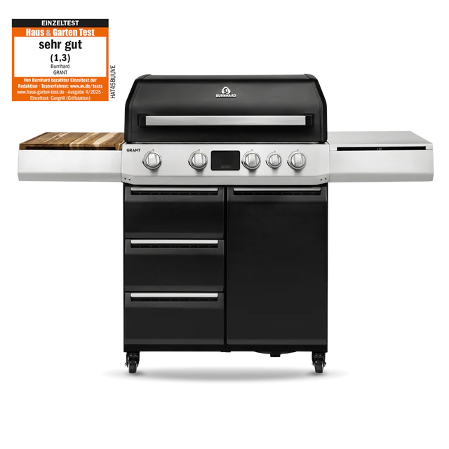 Burnhard GRANT Upgrade - Modularer Gasgrill 4-Brenner mit Schubladen und Gusseisenrost, Grillrost aus Gusseisen