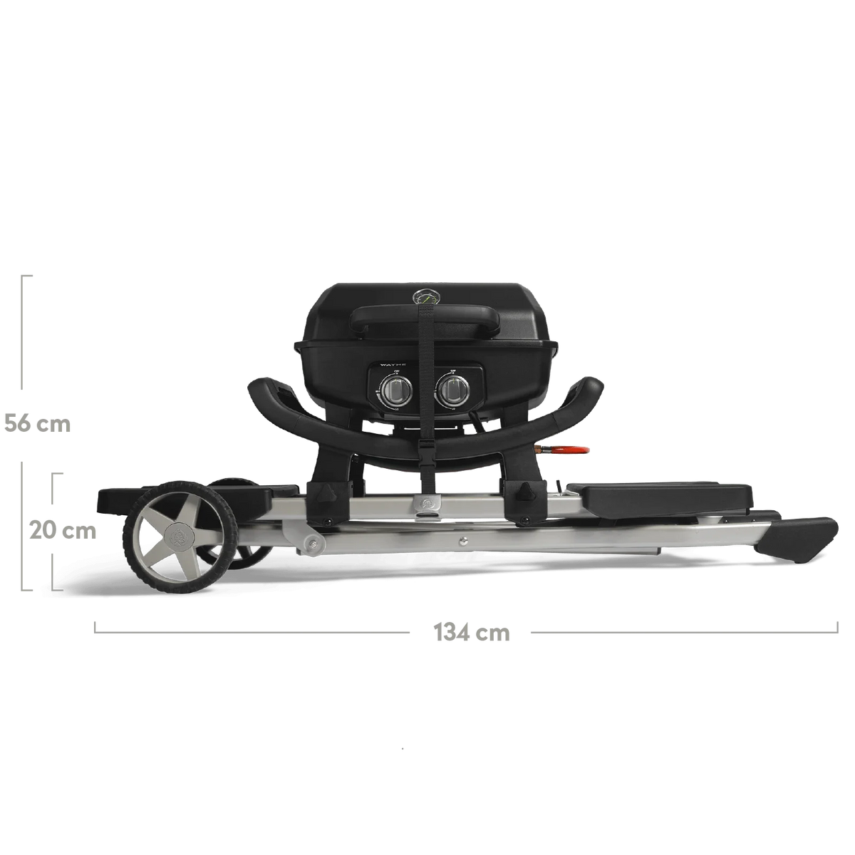 Burnhard WAYNE Balkongrill 2-Brenner inkl. Rollwagen, Grillrost aus Gusseisen, für 1 - 3 Personen, Detailansicht 3