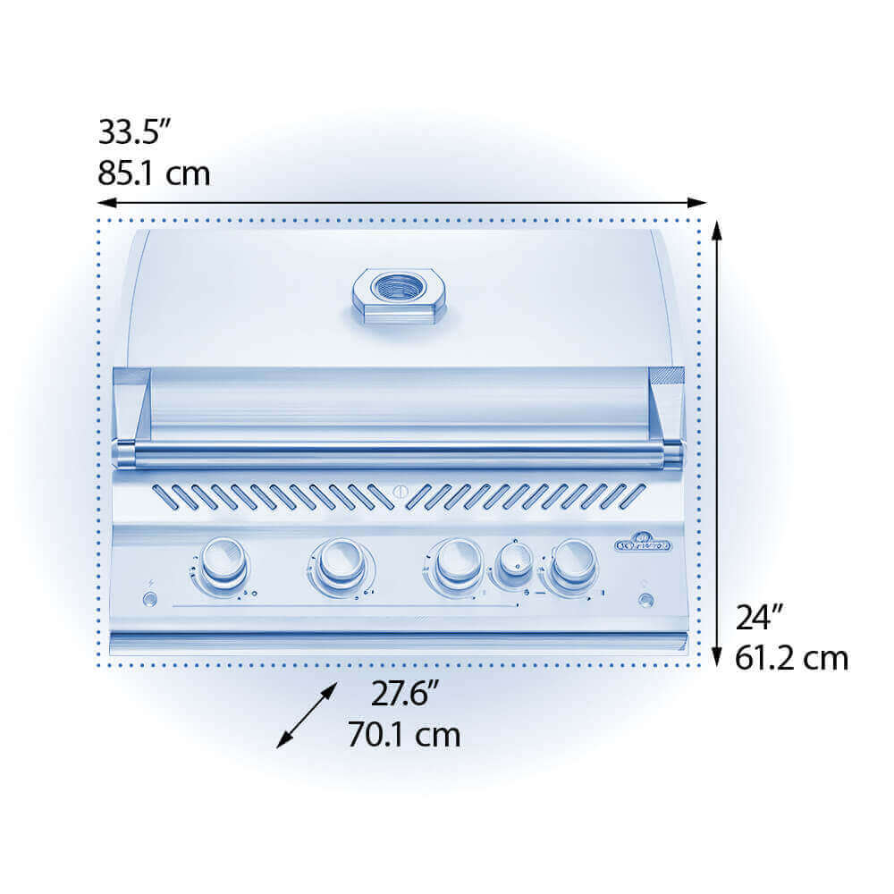 Napoleon 700-Series 32", Mattschwarz, Einbaugrill, inkl. Drehspieß, Grillrost aus Edelstahl, für 1 - 12, Detailansicht 4
