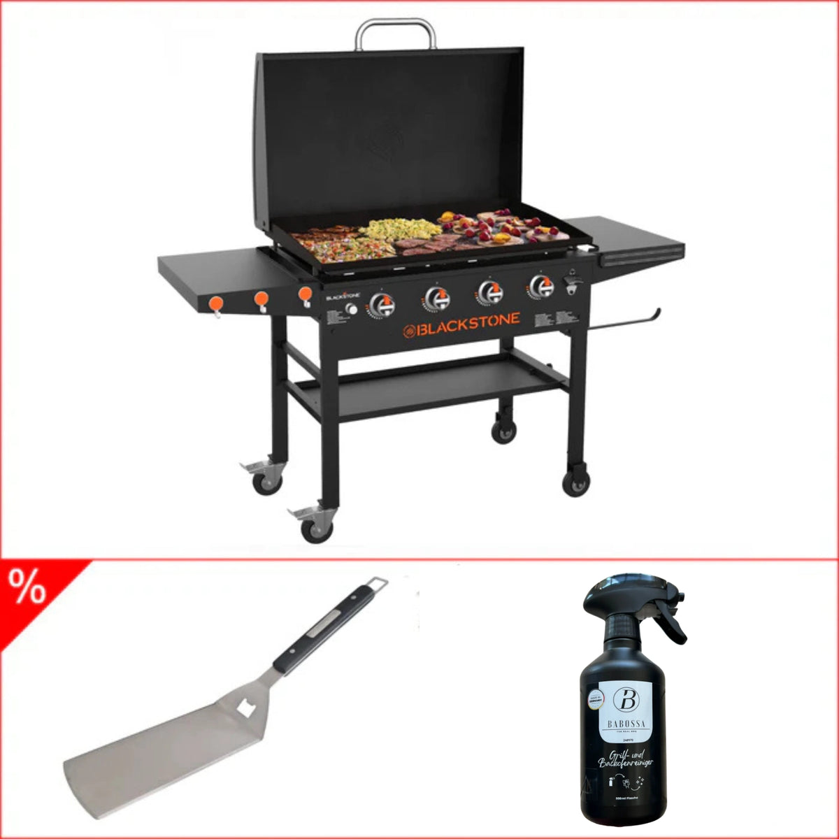 Blackstone 36″ Griddle Bundle inkl. Babossa Grillreiniger & Wender, Grillbundle