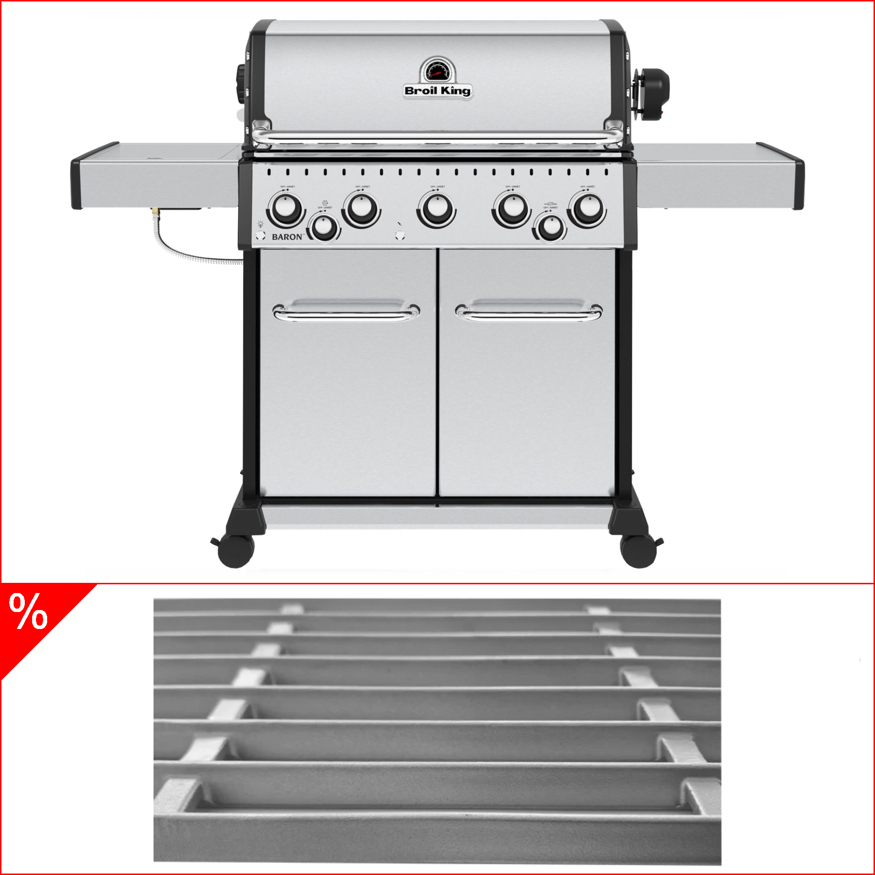 Broil King Baron S 590 IR inklusive Drehspieß, Infrarotbrenner & Edelstahlgussrost, Grillbundle