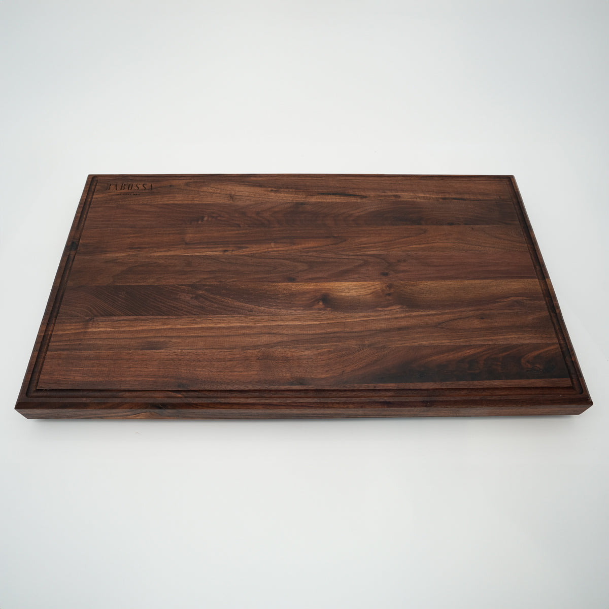 BABOSSA| Nussbaum Schneidebrett XL| Naturkante| Saftrille| 70x40x6 cm, Holzbrett