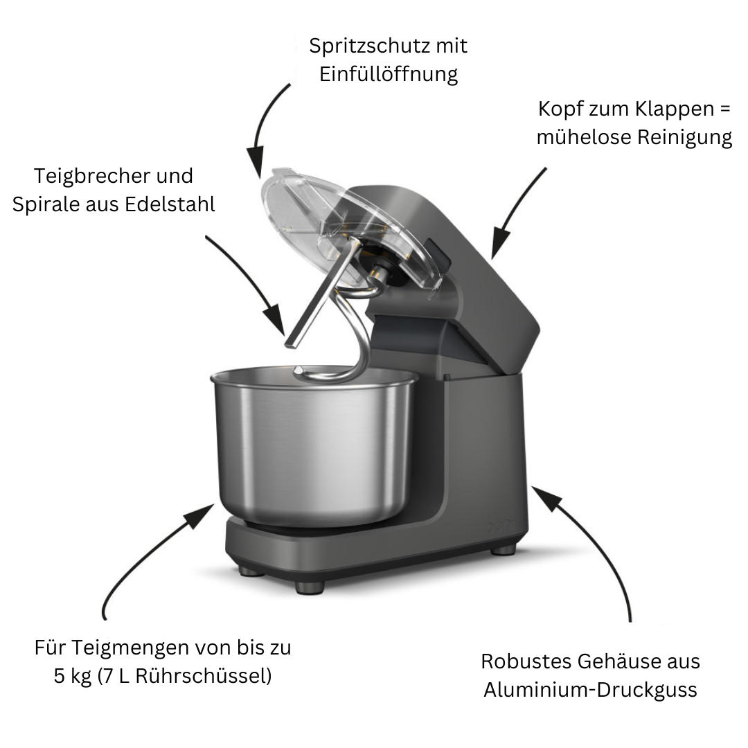 Ooni Halo Pro Spiral-Knetmaschine & Küchenmaschine dark grey, Detailansicht 4