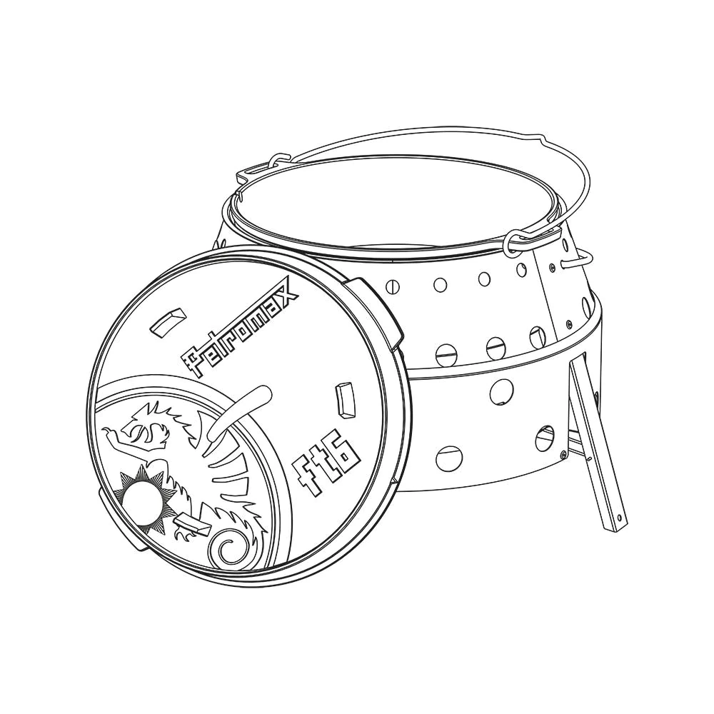 Petromax Atago mit Dutch Oven - Zeichnung