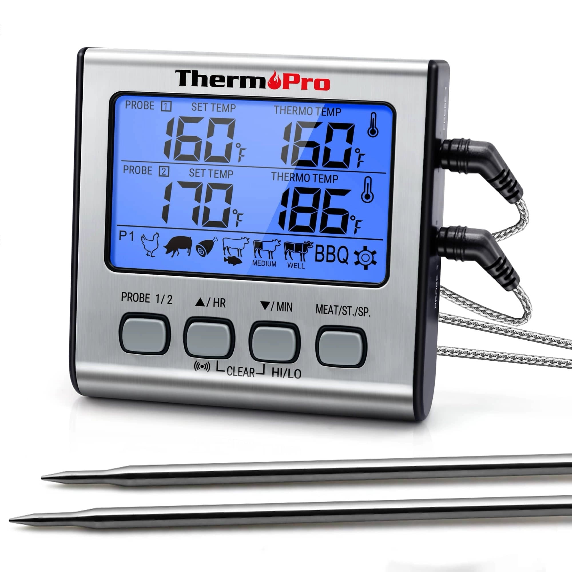 ThermoPro TP17 Kernthermometer, 2 Messfühler, Grillzubehör