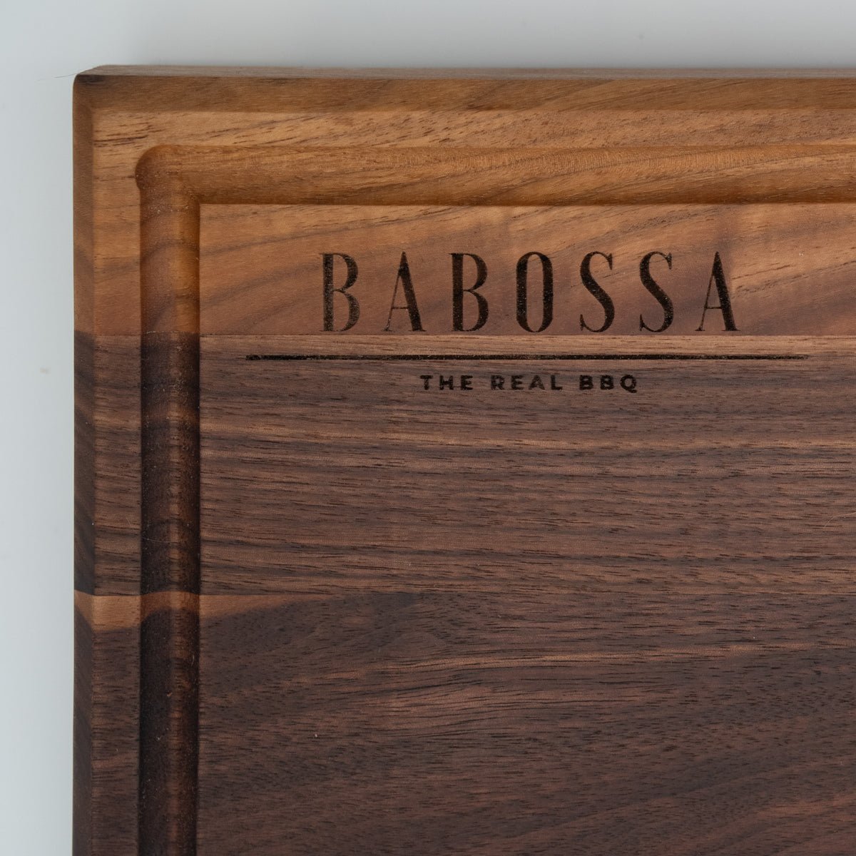 BABOSSA| Nussbaum Schneidebrett L| Naturkante| Saftrille| 44, 5x35x4, 5 cm, Holzbrett, Detailansicht 2