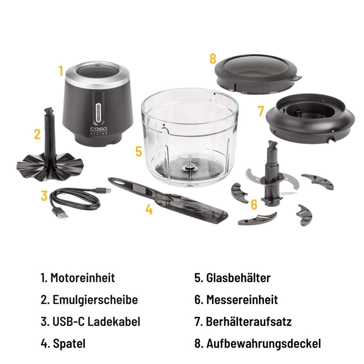 CASO Chop & Go Akku-Multizerkleinerer, kabellos, 200 W, 1-l-Glasbehälter - Ansicht 4