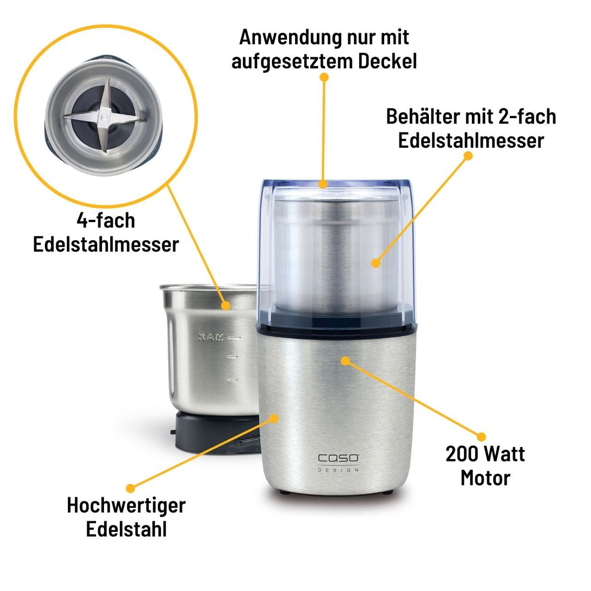 CASO Coffee & Kitchen Flavour Kaffee- und Gewürzmühle mit Zerkleinerer - Ansicht 2