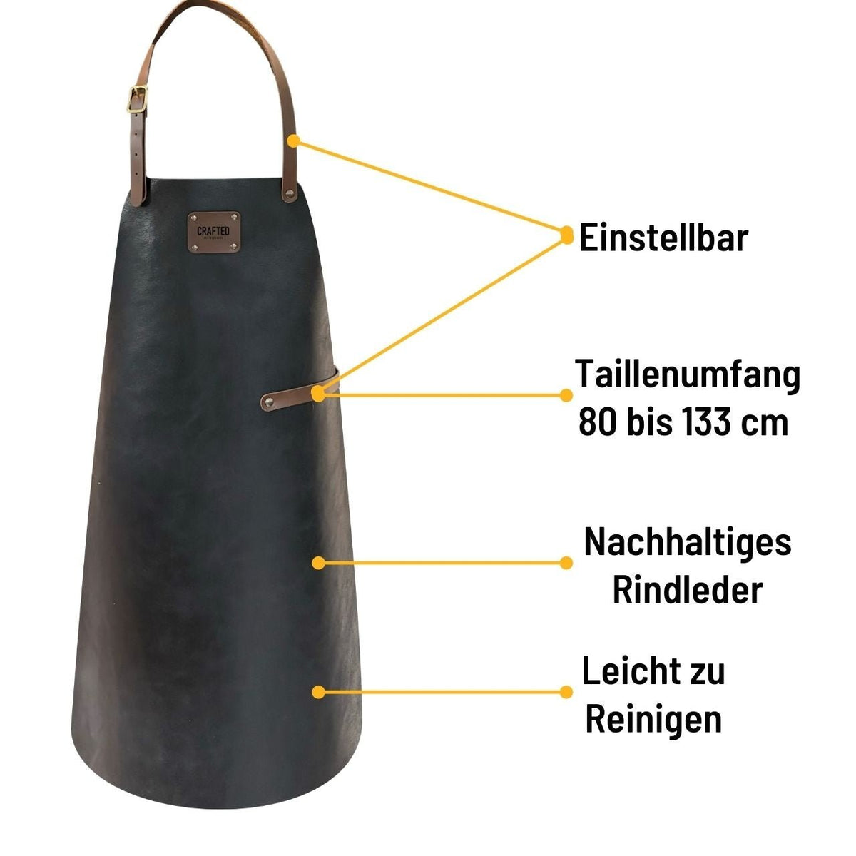 crafted Lederschürze, Schwarz, Detailansicht 1
