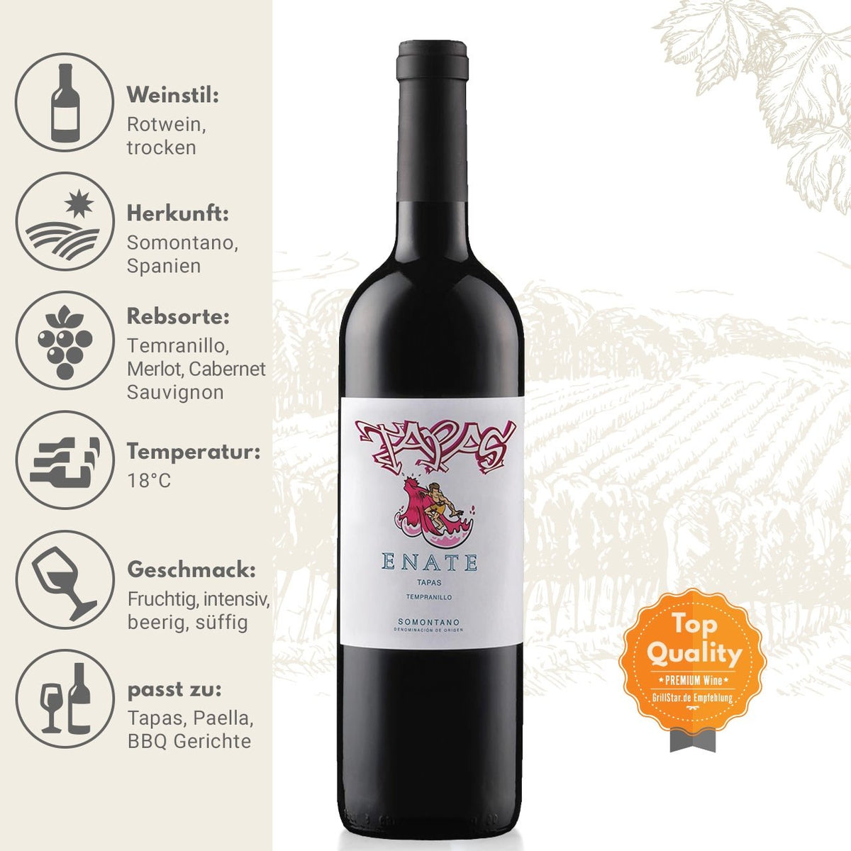 Enate "Tapas Tempranillo DO" Rotwein, Wein