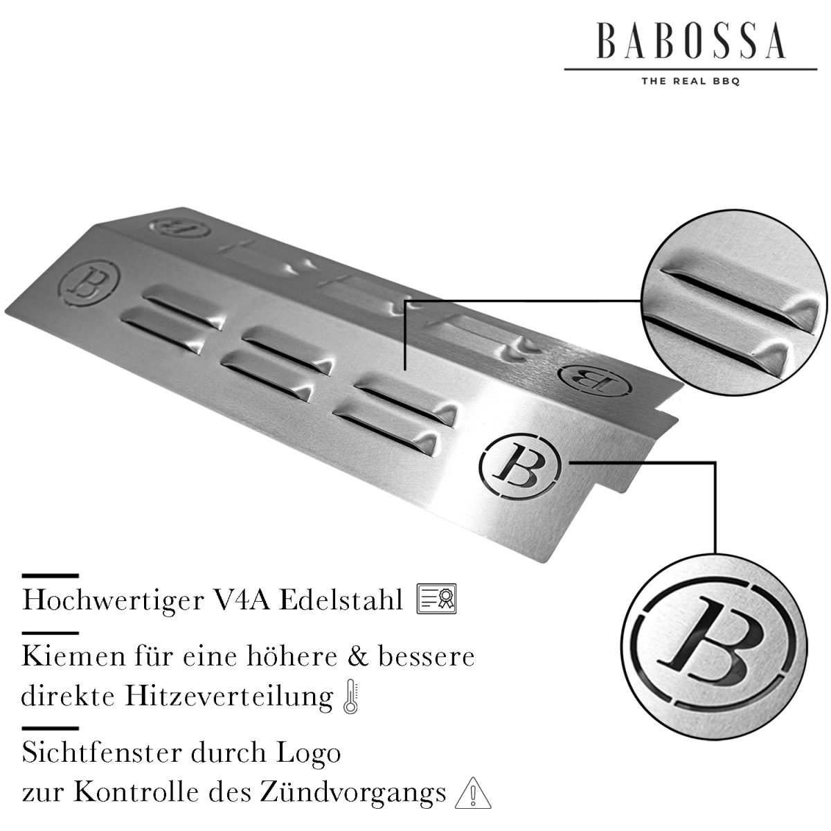BABOSSA Flammschutzblech, Burnhard Earl, Grillzubehör, Detailansicht 3