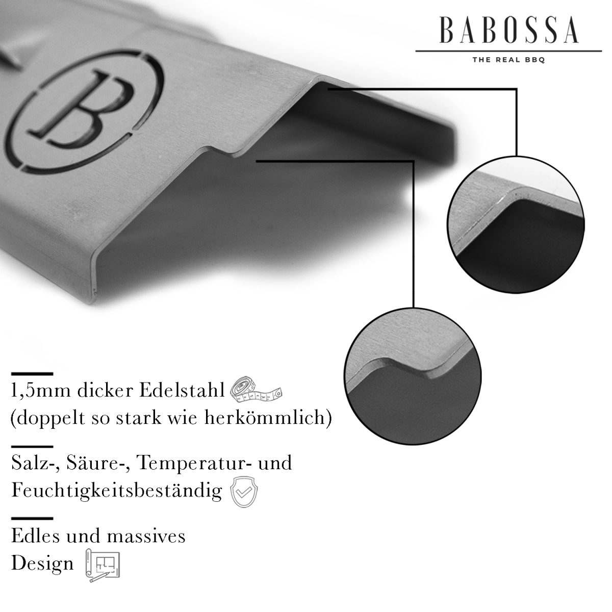 BABOSSA Flammschutzblech, Enders Boston Black Pro, Grillzubehör, Detailansicht 3