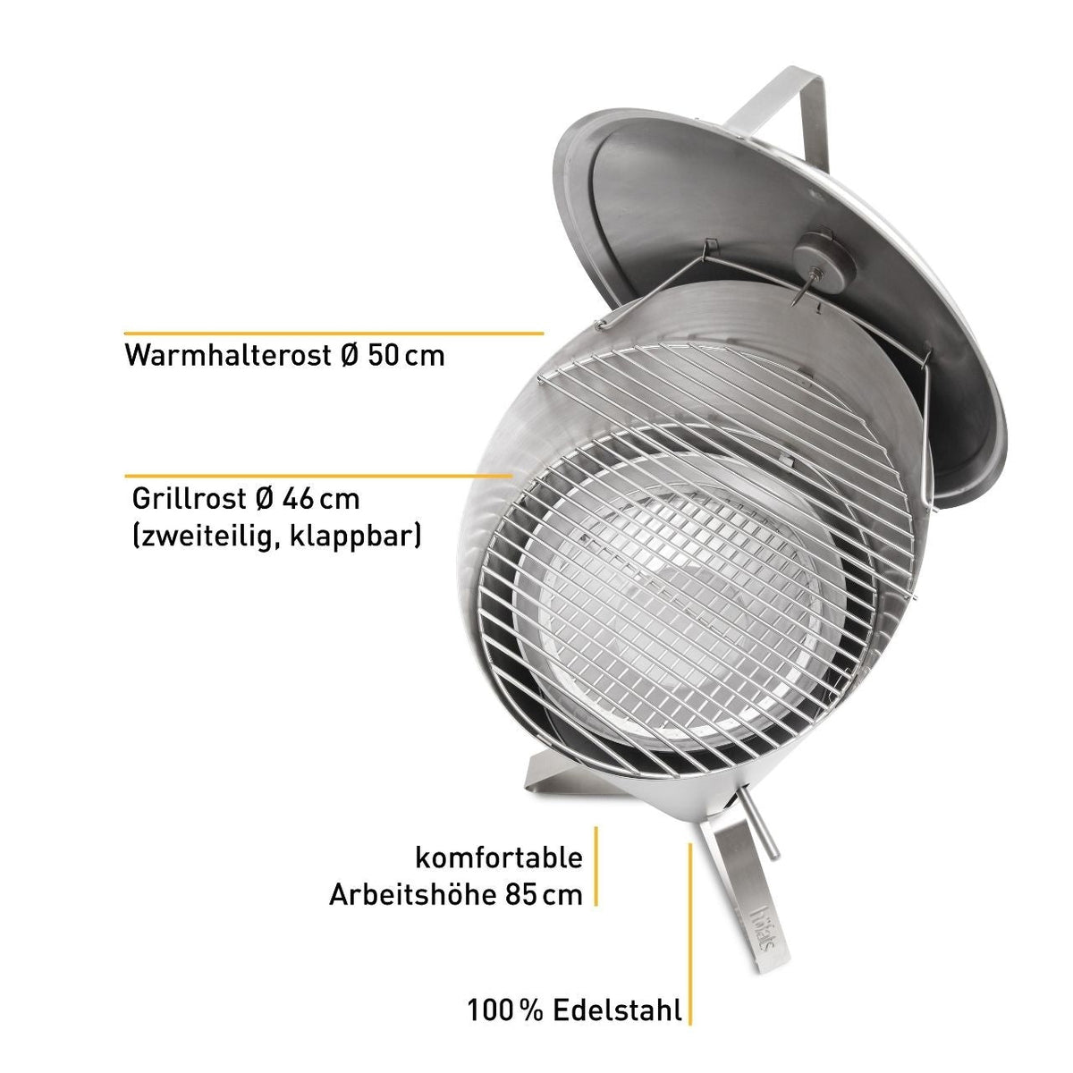 Höfats CONE Holzkohlegrill, Ø 50 cm Grillfläche, Grillrost aus Edelstahl, für 1 - 8 Personen, Detailansicht 1