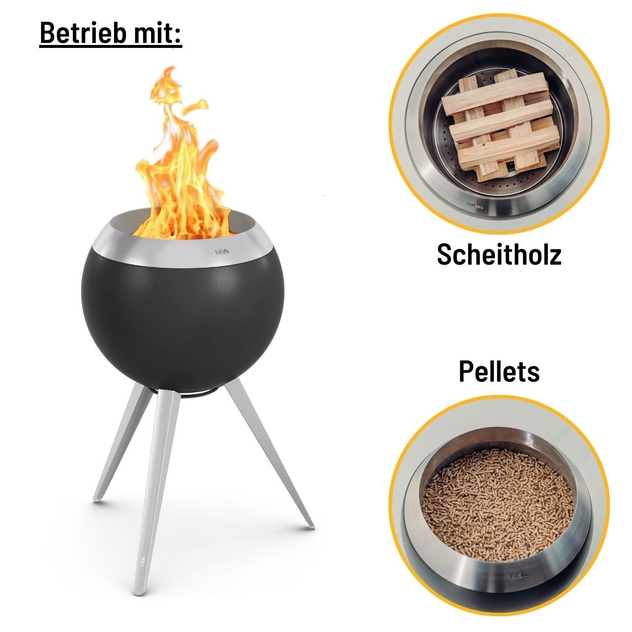 Höfats MOON 45 Feuerschale mit hohem Fuß, Detailansicht 1