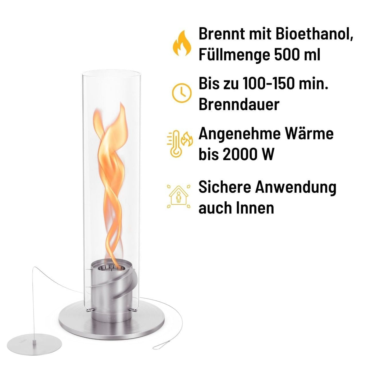 Höfats Spin 1200 Tischfeuer silber, Detailansicht 1