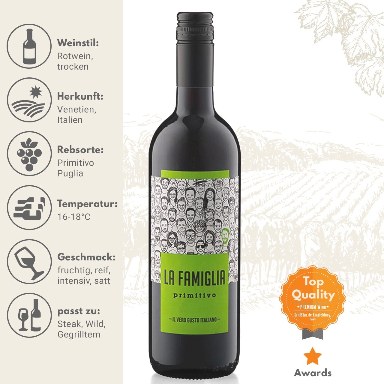 LA FAMIGLIA "Primitivo" - Rotwein, Wein