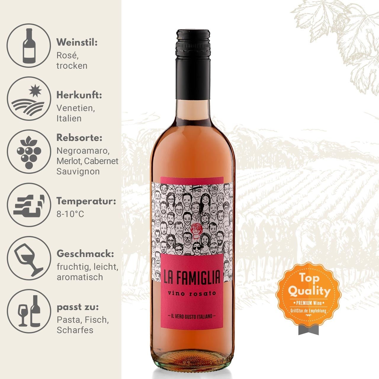 LA FAMIGLIA "Vino Rosato" Rosé, Wein
