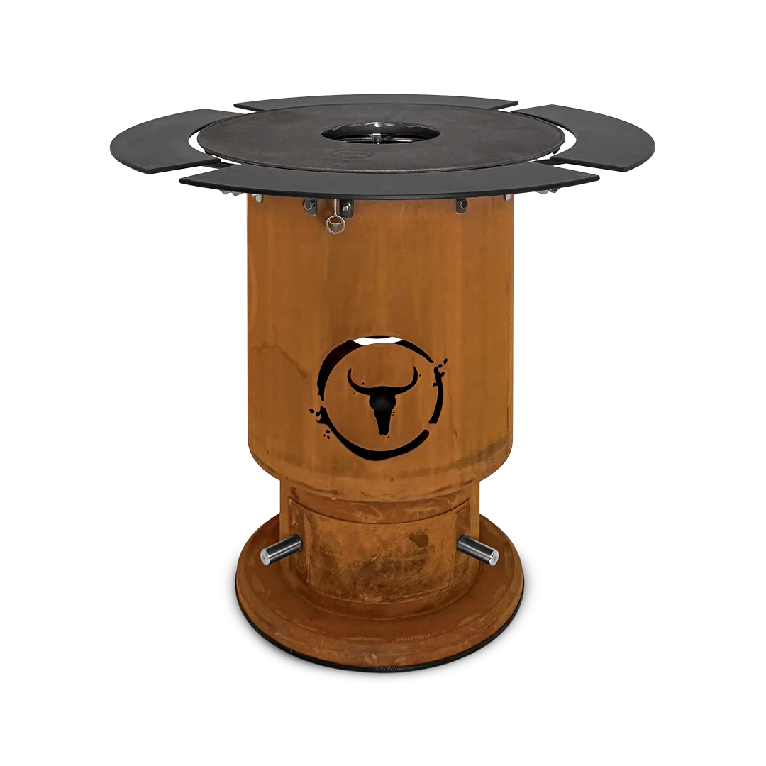 Moesta Bandit 2.0 corten - inkl. BBQ Disk + 4 Ablagen oben schwarz, für 1 - x Personen
