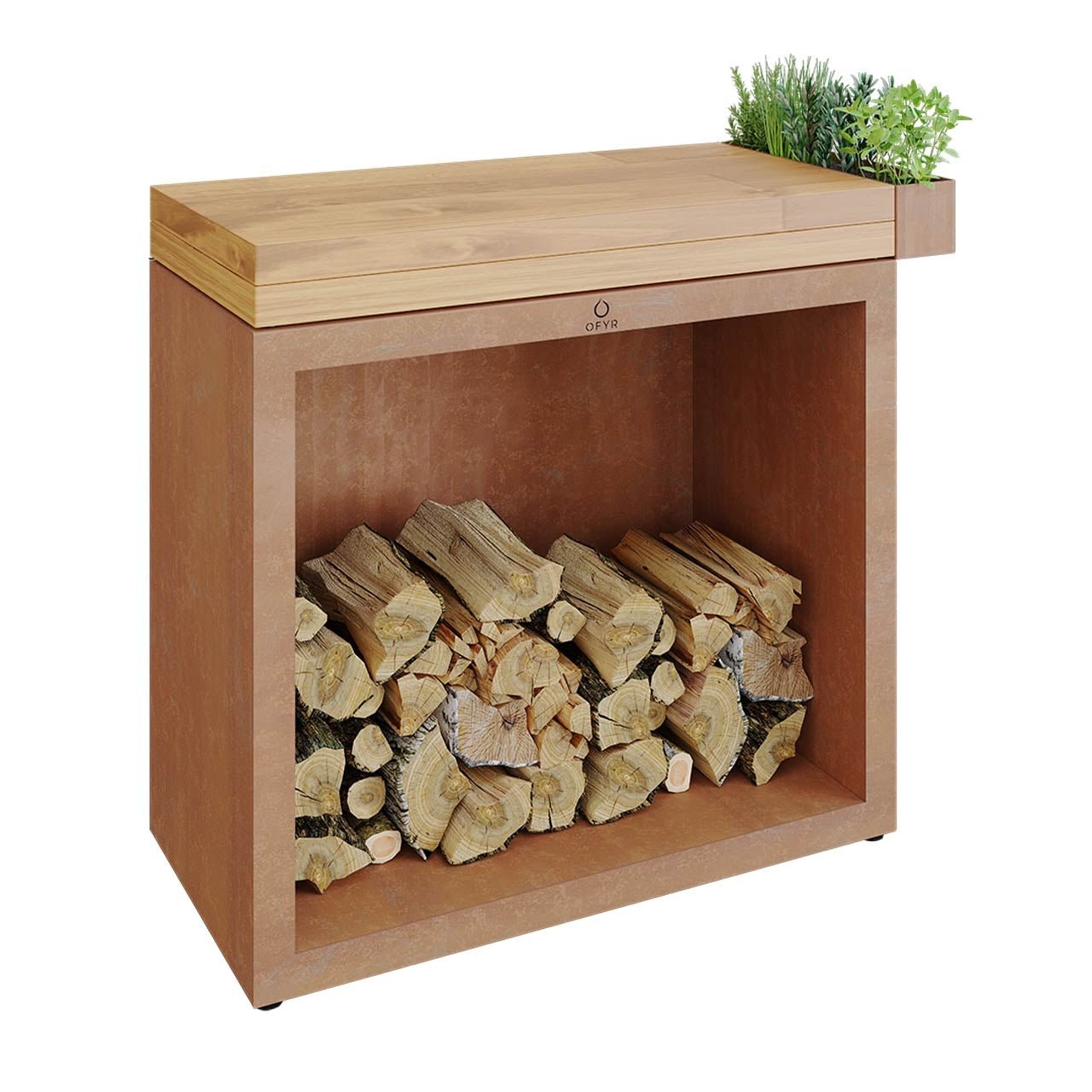 OFYR Butcher Block Storage 90 Corten Teakholz