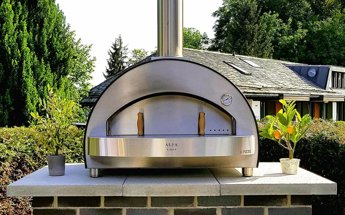 Alfa Forni Classico 4 Pizze, Holz, Kupfer, Pizzaofen, Detailansicht 6