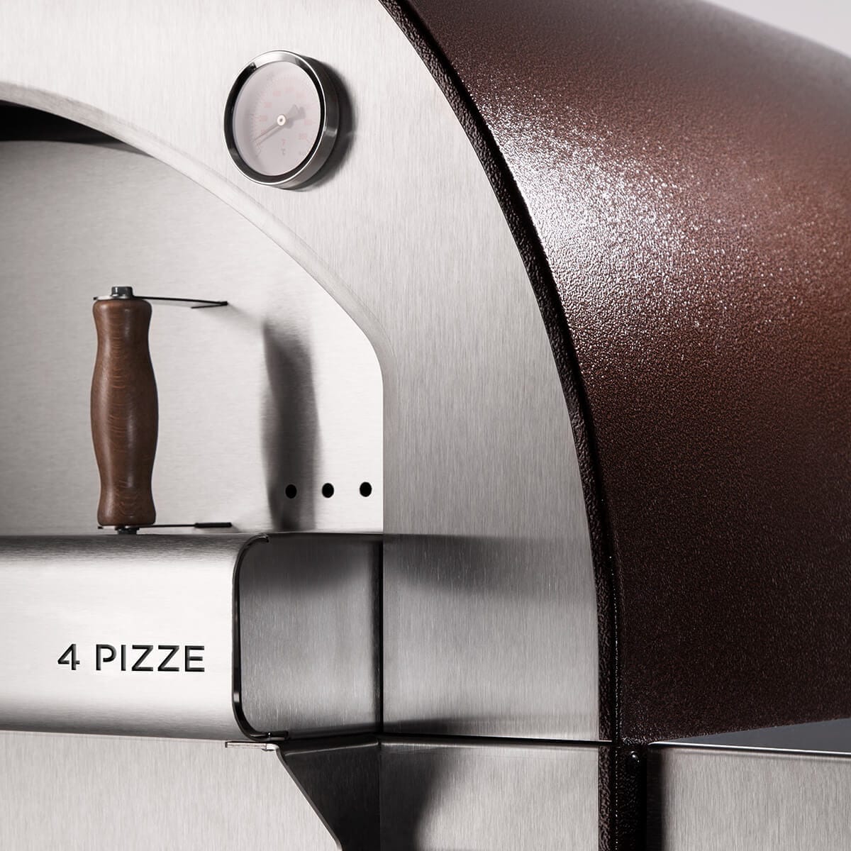 Alfa Forni Classico 4 Pizze, Holz, Kupfer, Pizzaofen, Detailansicht 1