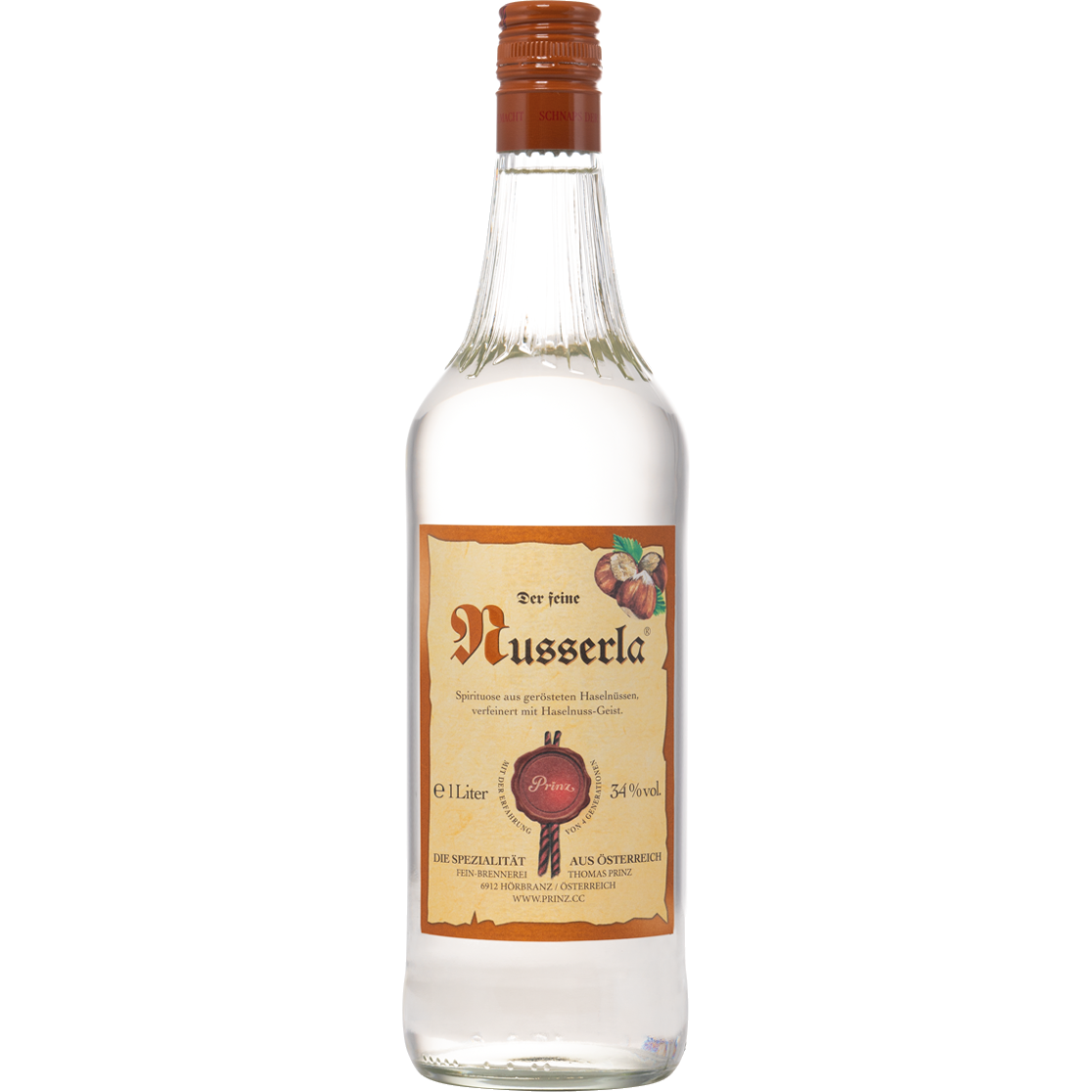 Prinz Nusserla Schnaps 34%, 1l, Spirituosen