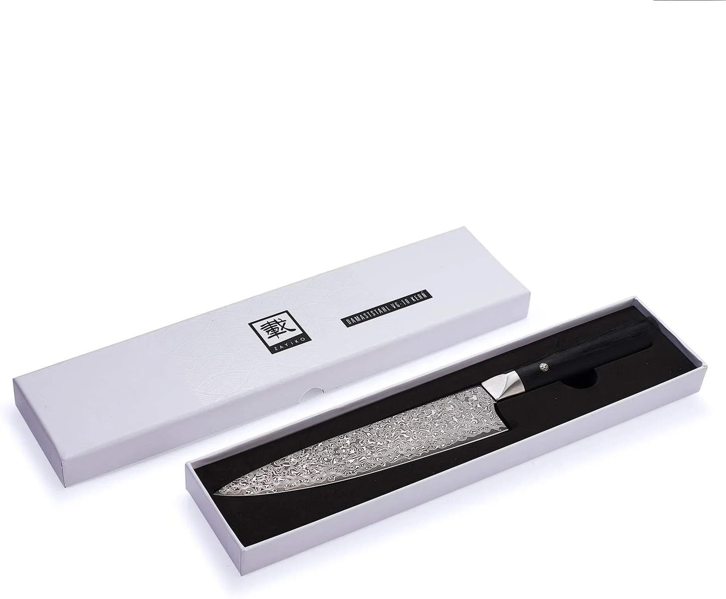 Zayiko Damast Chefmesser, "Black"-Serie, Messer, Detailansicht 2