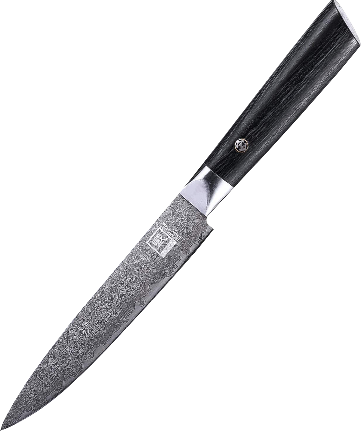 Zayiko Damast Allzweckmesser, "Black"-Serie, Messer, Detailansicht 1