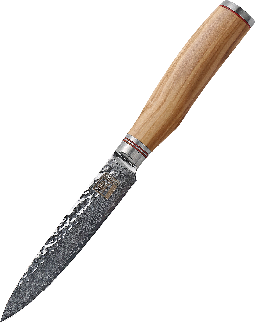 Zayiko Damast Allzweckmesser, "Olive"-Serie, Messer, Detailansicht 1