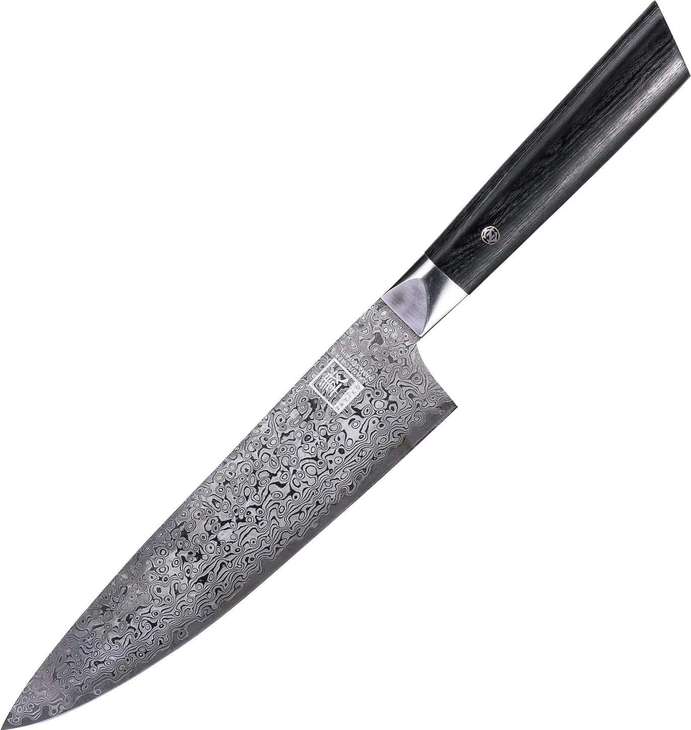 Zayiko Damast Chefmesser, "Black"-Serie, Messer, Detailansicht 3