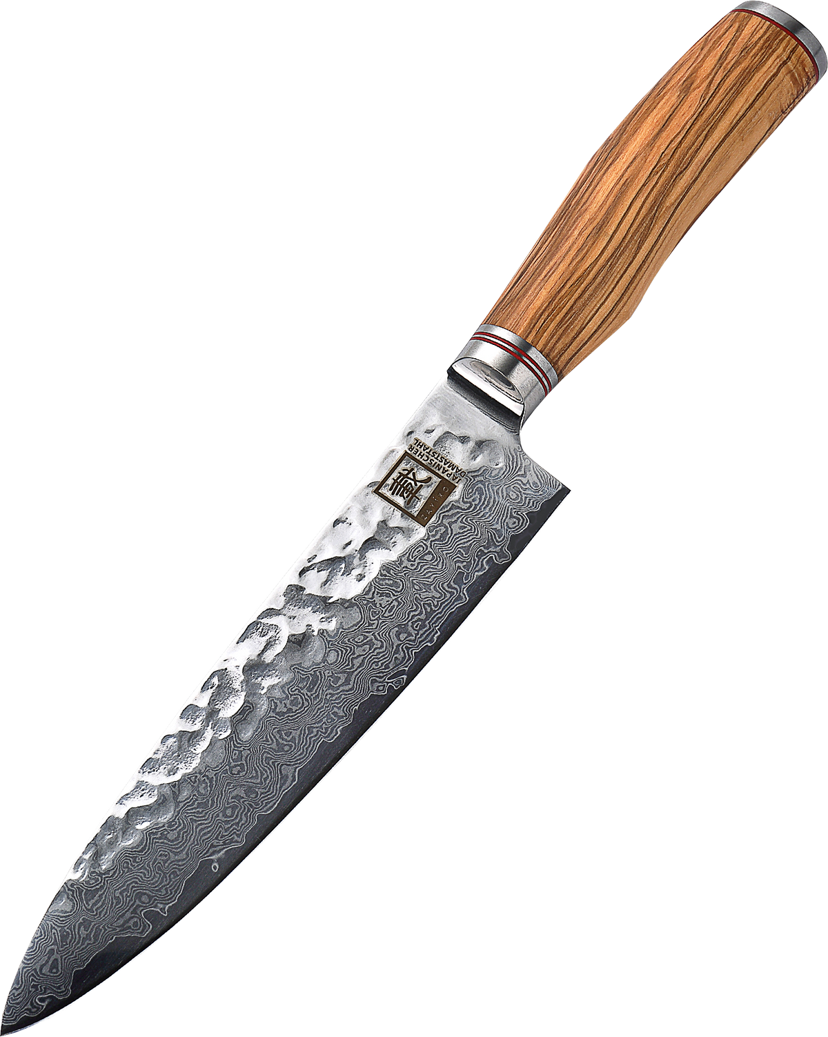 Zayiko Damast Chefmesser, "Olive"-Serie, Messer, Detailansicht 1