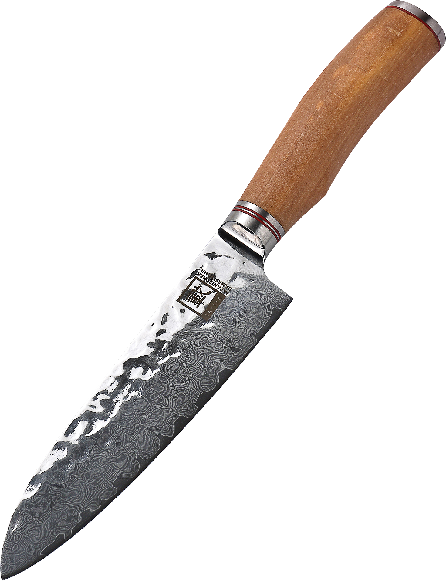 Zayiko Damast Santokumesser, "Olive"-Serie, Messer, Detailansicht 1
