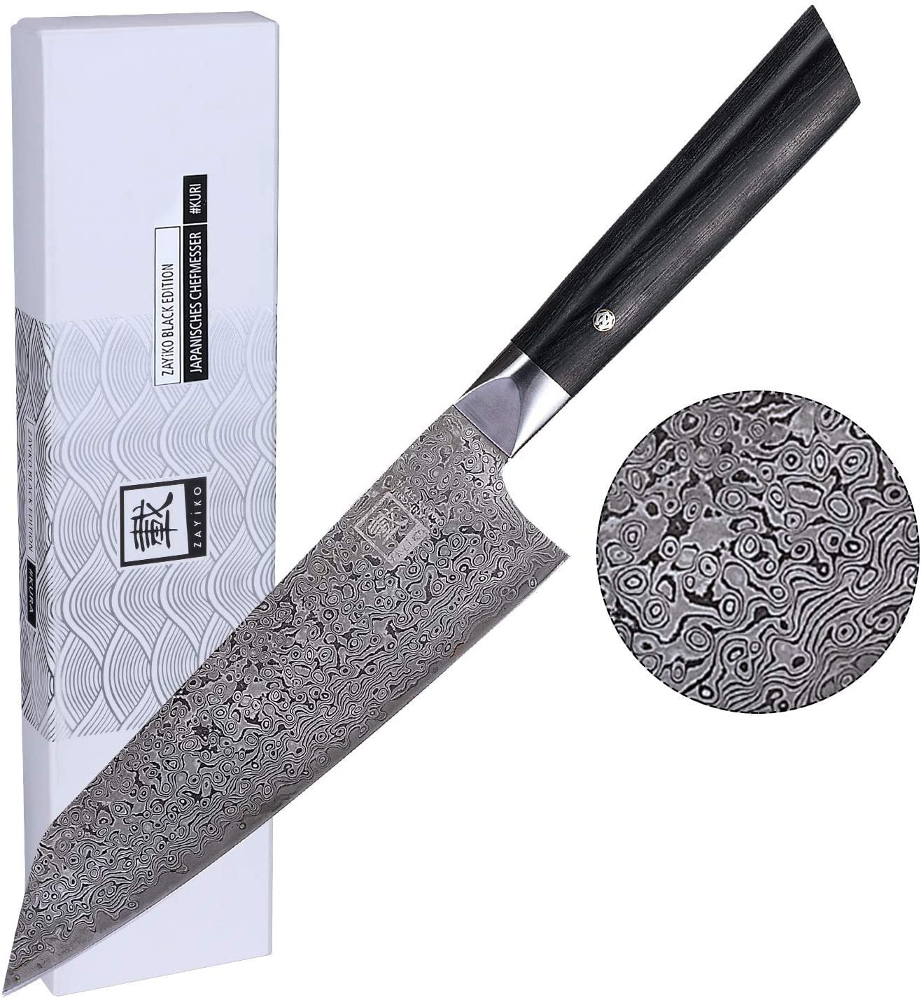 Zayiko Damast Kiritsuke Chefmesser "Black"-Serie, Messer