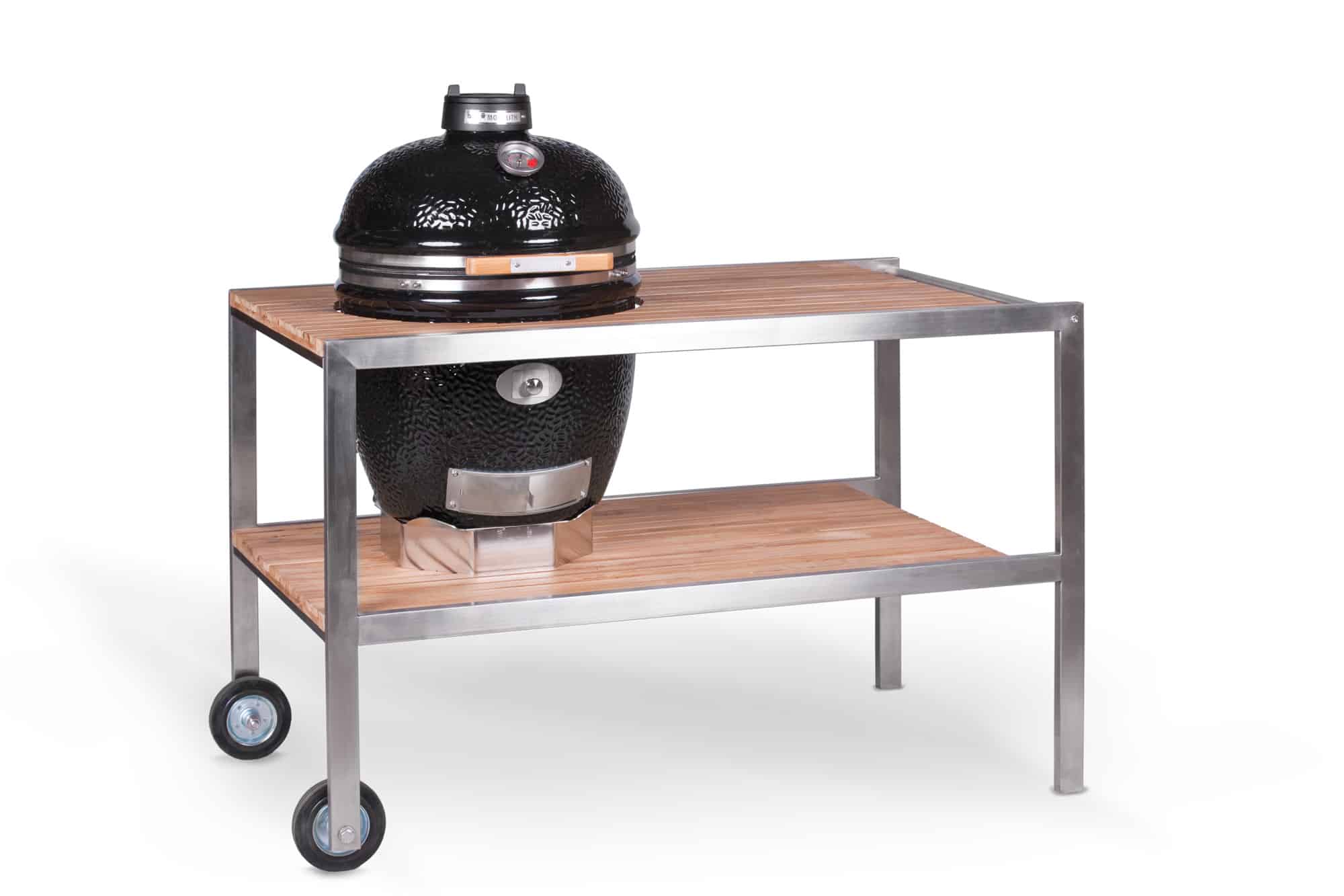 Monolith Tisch aus Edelstahl & Teak, LeChef, Grillzubehör