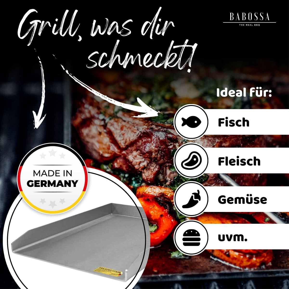 Babossa Plancha für Rösle Blazeflame| 33 x47, 6 cm, Grillzubehör, Detailansicht 1