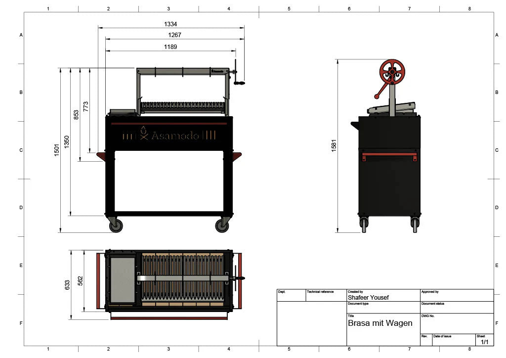 Asamodo Brasa Corten - Argentinischer Asado Holzkohlegrill, Detailansicht 7