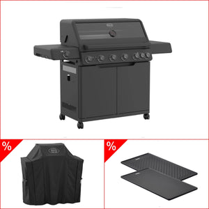 Rösle AllFlame Hero 6 Brenner Gasgrill - 50 mBar Bundle inkl. Grillplatte eckig, Grillbundle